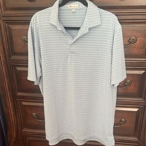 Peter Millar Light Blue Striped Polo